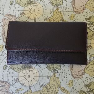 New Florence Italian leather dark purple wallet‎